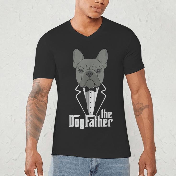 The Dogfather French Bulldog Dad Frenchie Papa T-Shirt Small Men's V-Neck T-Shirt