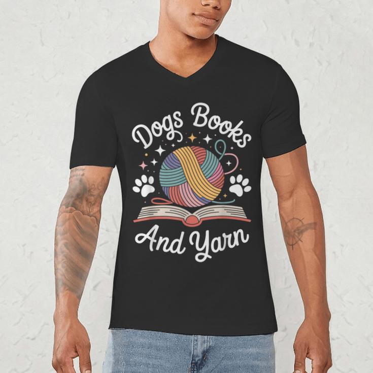 Dogs Books And Yarn Knitter Knitting Men's V-Neck T-Shirt
