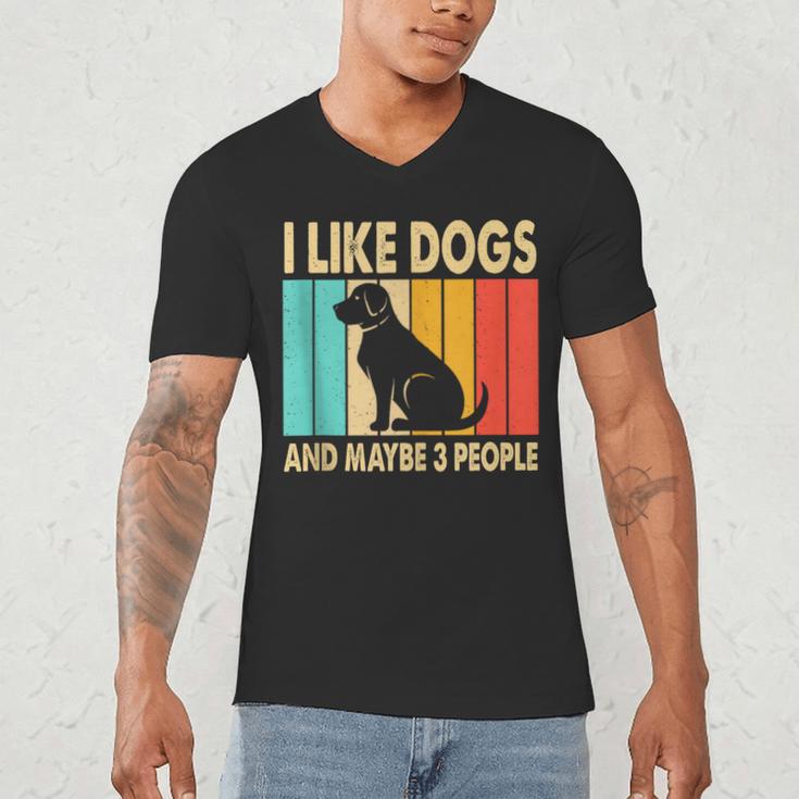 I Like Dogs And Maybe 3 People Introvert Men's V-Neck T-Shirt