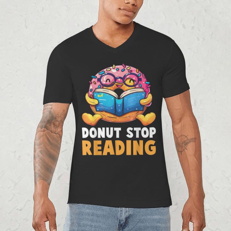 Donut Stop Reading Cute Book Reader Bookworm Donut Day Men's V-Neck T-Shirt