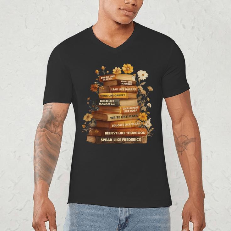 Dream Like Martin Floral Book History Month Women Men Men's V-Neck T-Shirt