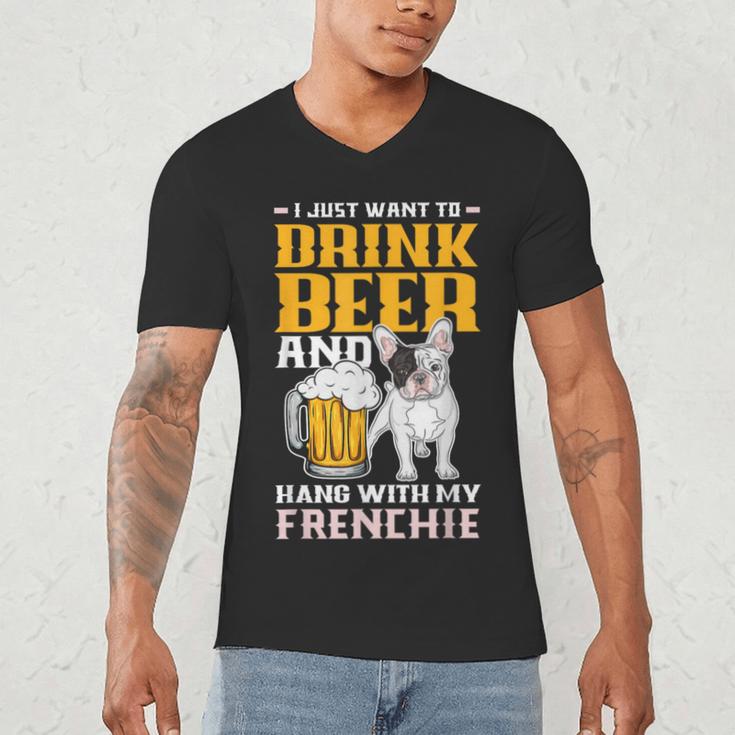 Drink Beer & Hang With My Frenchie French Bulldog Dad For Men Women Men's V-Neck T-Shirt