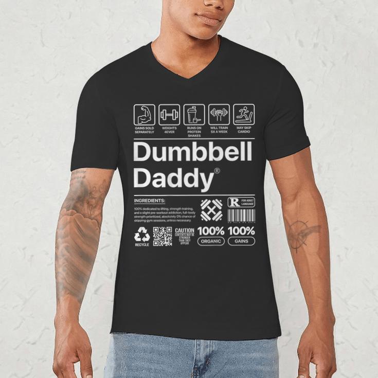 Dumbbell Daddy And Dad Gym Workout Father Men's V-Neck T-Shirt