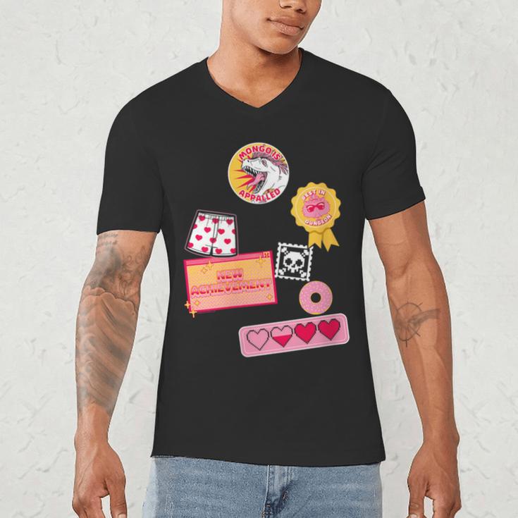 Dungeon Crawler Carl Colorful Sticker Collage LitRPG Book Men's V-Neck T-Shirt Dungeon Crawler Carl Colorful Sticker Collage LitRPG Book Men's V-Neck T-Shirt