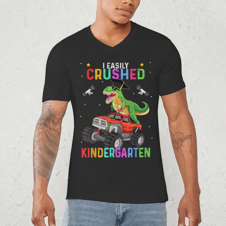 I Easily Crushed Kindergarten Graduation 2022 Truck Dinosaur Men's V-Neck T-Shirt