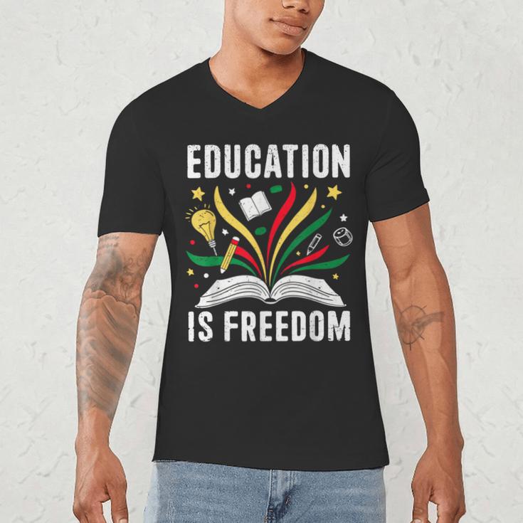 Education Is Freedom Books History Teacher Kids Men's V-Neck T-Shirt