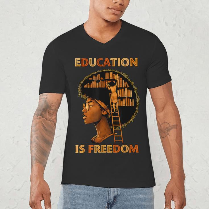 Education Is Freedom Teacher Book Black History Month Men's V-Neck T-Shirt