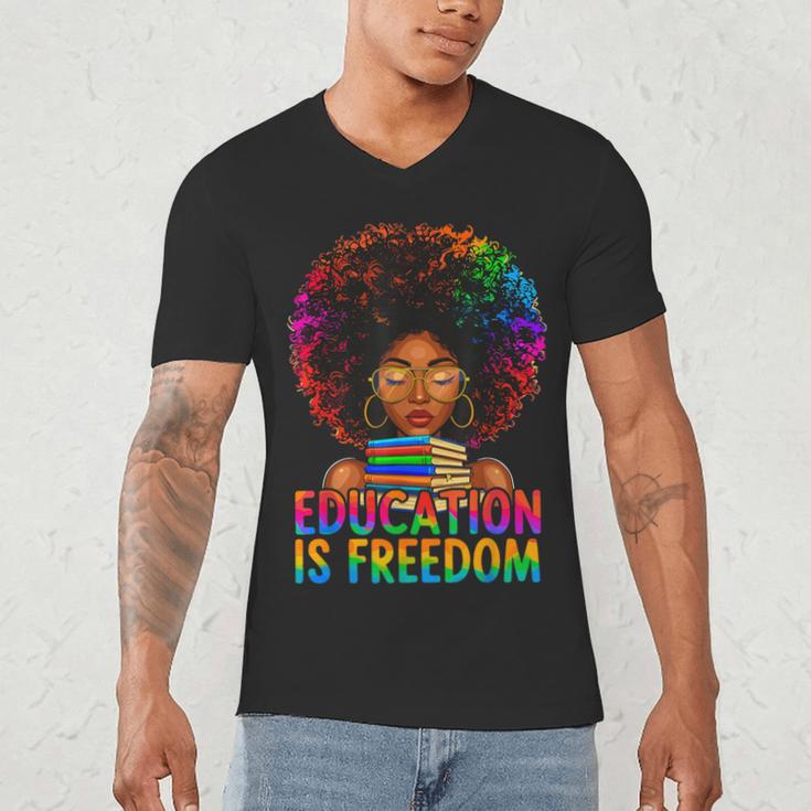 Education Is Freedom Teacher Books History Month Men's V-Neck T-Shirt