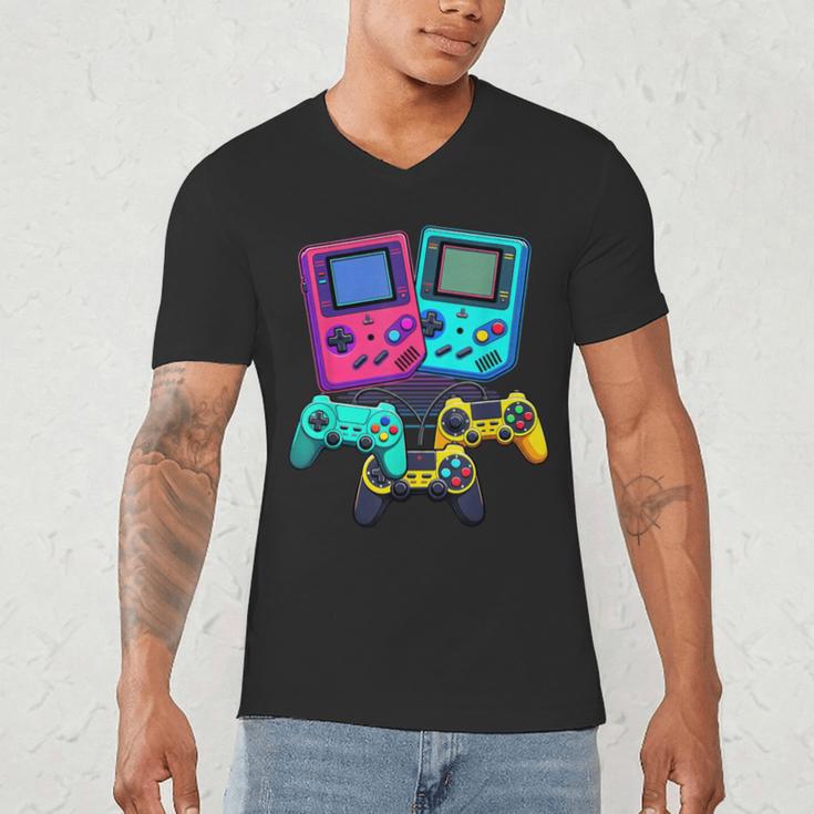 Eighties Console Controller Gaming Player Gadget Nostalgia Men's V-Neck T-Shirt