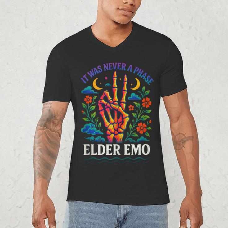 Elder Emo Nostalgia Skeleton Hand Men's V-Neck T-Shirt Elder Emo Nostalgia Skeleton Hand Men's V-Neck T-Shirt