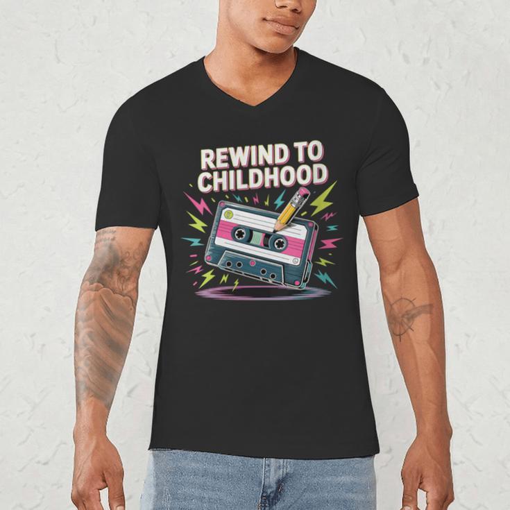 Elder Millennials Embracing 90s Rewind Nostalgia Vibes Men's V-Neck T-Shirt Elder Millennials Embracing 90s Rewind Nostalgia Vibes Men's V-Neck T-Shirt