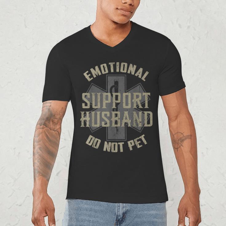 Emotional Support Husband Do Not Pet Dad For Men Men's V-Neck T-Shirt