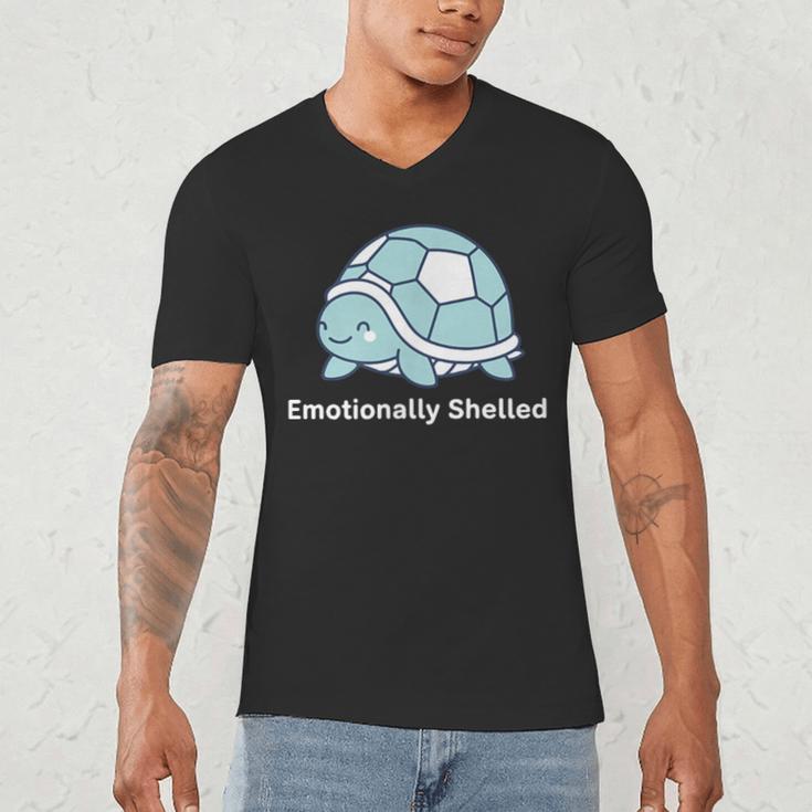 Emotionally Shelled Turtle Introvert Turtle Tee Men's V-Neck T-Shirt