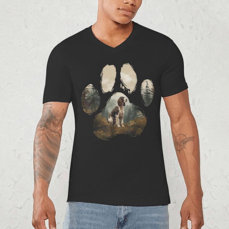 English Springer Spaniel Mountain Paw Dog Mom Dad Men's V-Neck T-Shirt
