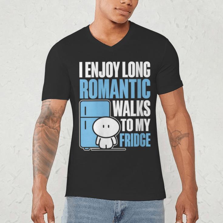 I Enjoy Long Romantic Walks To My Fridge Introvert Men's V-Neck T-Shirt I Enjoy Long Romantic Walks To My Fridge Introvert Men's V-Neck T-Shirt