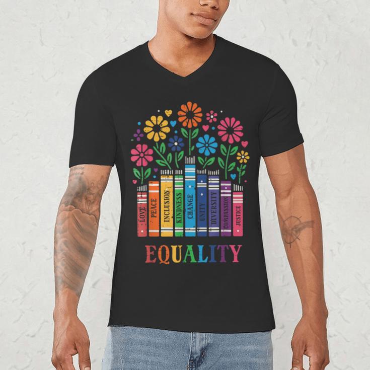 Equality Love Peace Compassion Books Protest Women Girls Kid Men's V-Neck T-Shirt