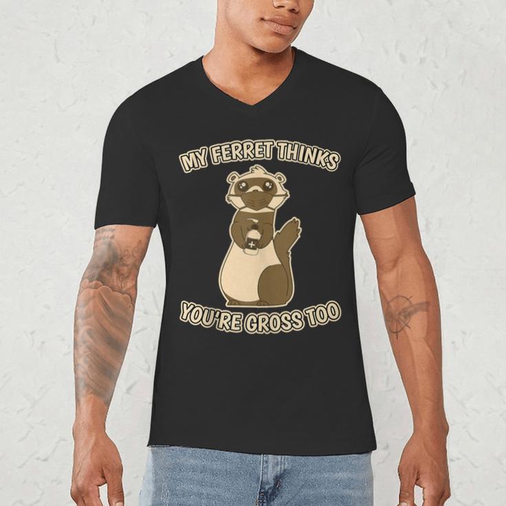 Ew People Ferret Saying Mask Introvert Ferrets Men's V-Neck T-Shirt