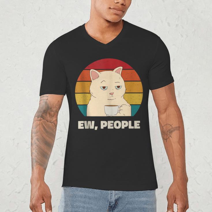 Ew People Introvert Cat Lover Crazy Colorful Cat Lady Men's V-Neck T-Shirt