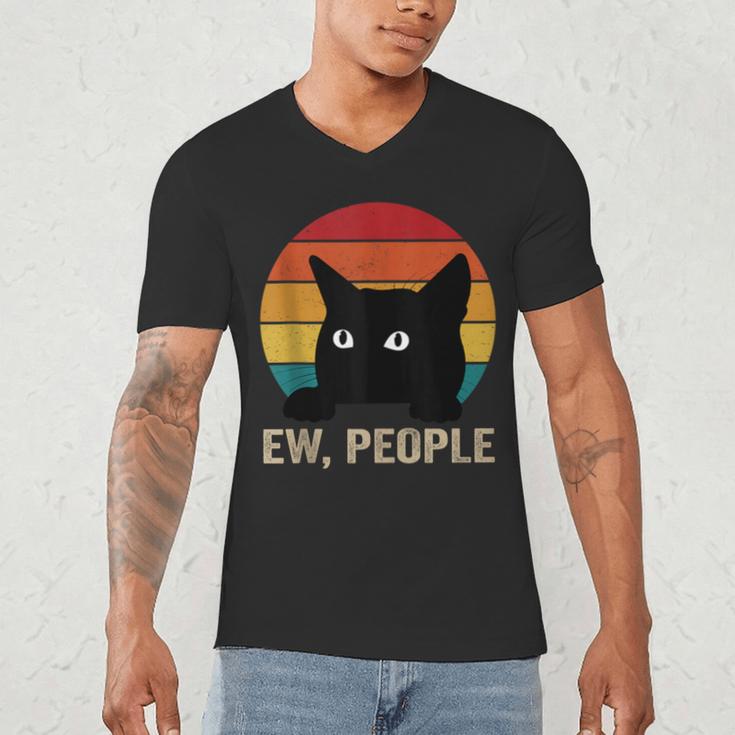 Ew People Introvert Cat Lover Cat Lady Vintage Men's V-Neck T-Shirt
