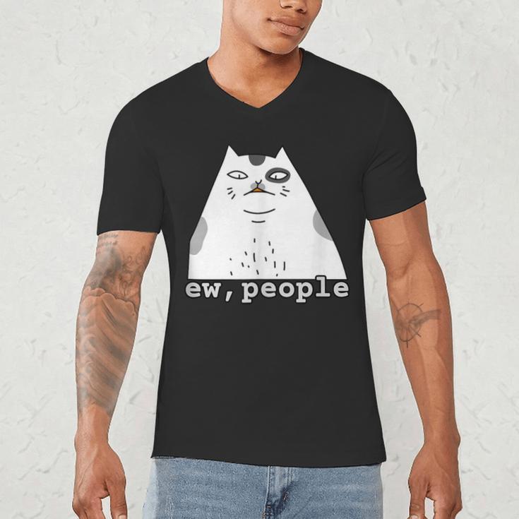 Ew People Introvert Sayings Sarcastic Cat Quote Men's V-Neck T-Shirt Ew People Introvert Sayings Sarcastic Cat Quote Men's V-Neck T-Shirt