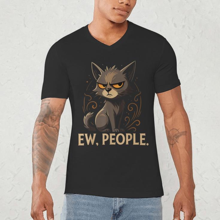 Ew People Moody Cat Sarcastic Introvert Artwork Men's V-Neck T-Shirt Ew People Moody Cat Sarcastic Introvert Artwork Men's V-Neck T-Shirt