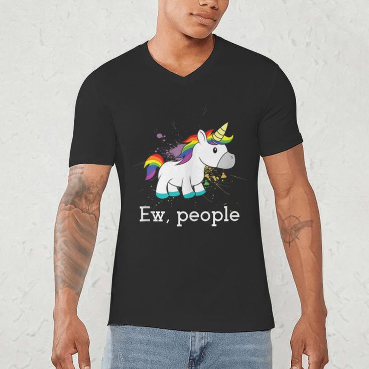 Ew People Unicorn Lover Introvert Rainbow Unicorn Men's V-Neck T-Shirt