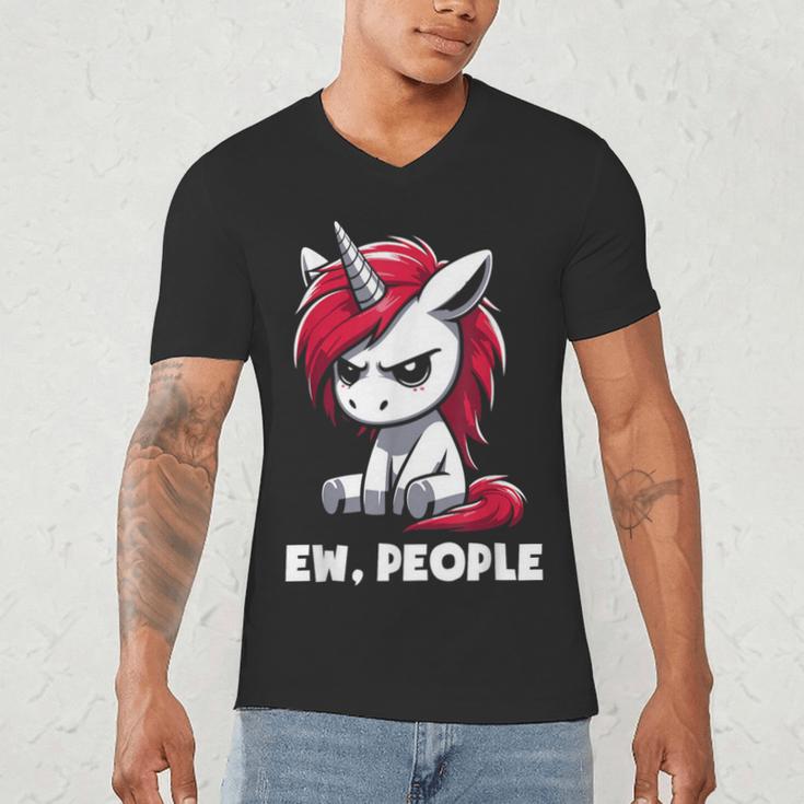 Ew People Unicorn Sarcastic Humor Introvert Men's V-Neck T-Shirt