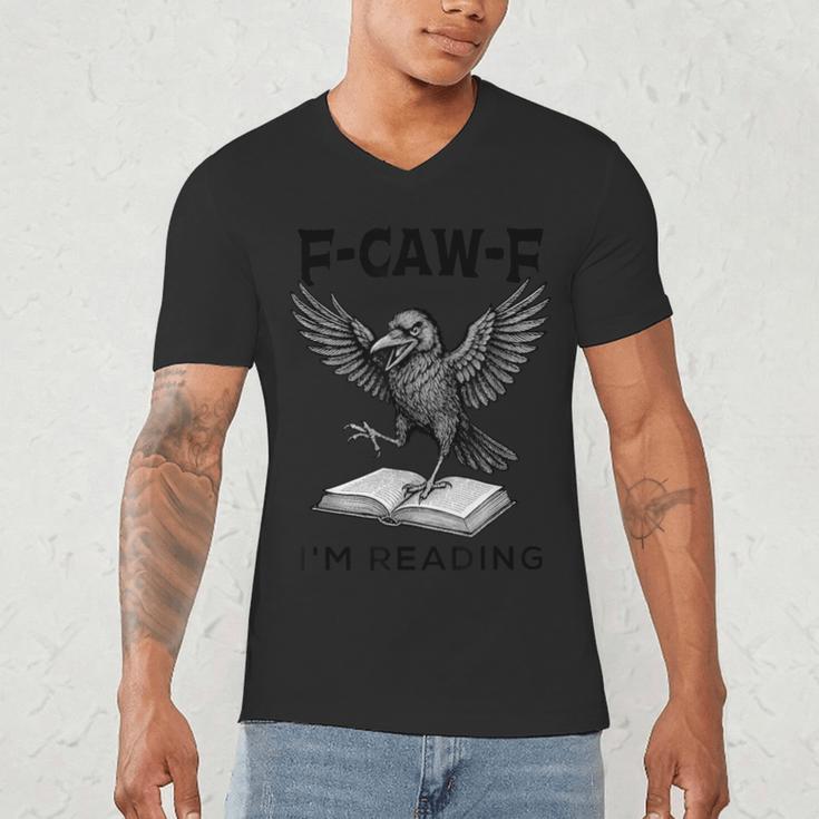 F-Caw-F Crow Book Lovers Vintage Bookish Bird Men's V-Neck T-Shirt F-Caw-F Crow Book Lovers Vintage Bookish Bird Men's V-Neck T-Shirt