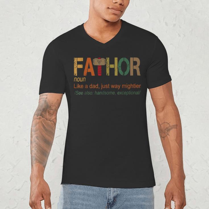 FA-Thor Like Dad Just Way Mightier Hero Fathers Day Small Men's V-Neck T-Shirt
