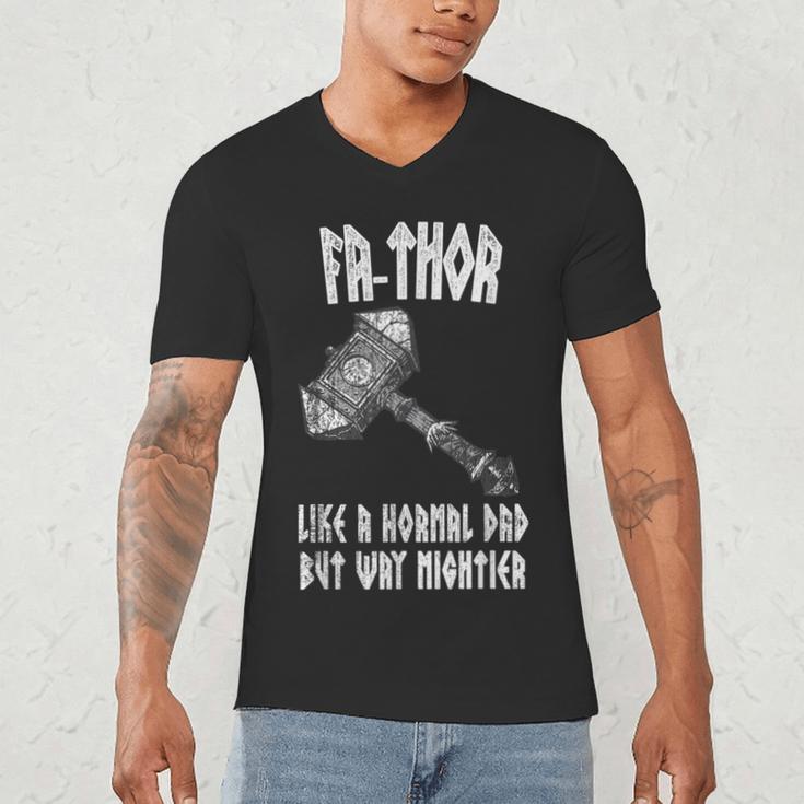 FA-Thor Like Dad Way Mightier Viking Father's Day Fathor Men's V-Neck T-Shirt