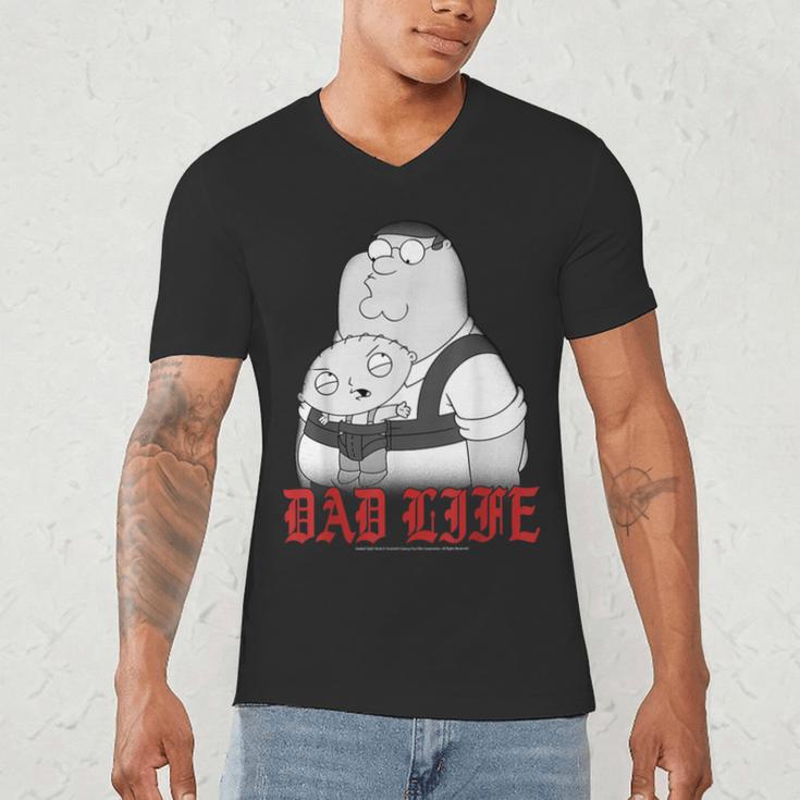 Family Guy Peter Stewie Dad Life Distressed Big Chest Logo Men's V-Neck T-Shirt