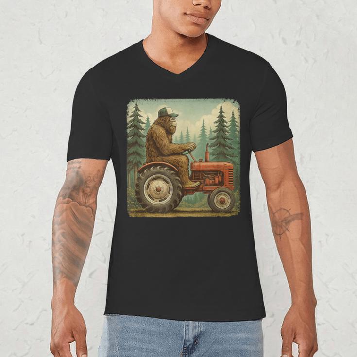 Farmer Men Tractor Rancher Farm Dad Distressed Men's V-Neck T-Shirt