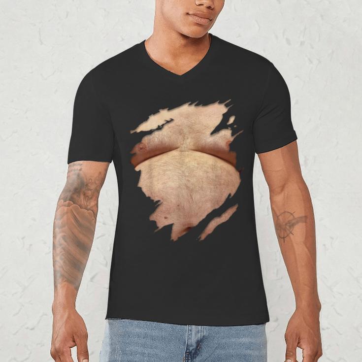 Fat Hairy Guy Big Stomach & Man Boobs Fat Dad BOD Men's V-Neck T-Shirt