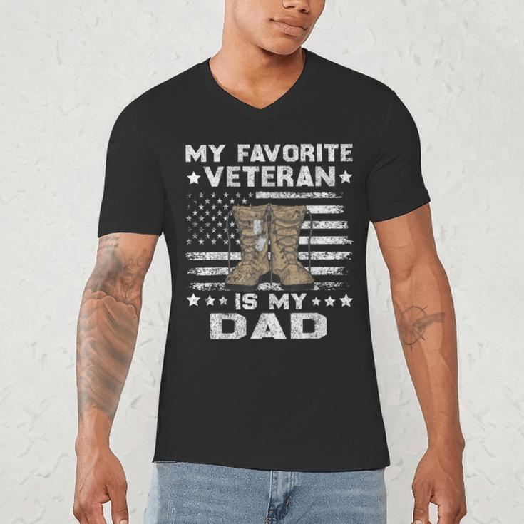 Father Veterans Day My Favorite Veteran Is My Dad For Kids Men's V-Neck T-Shirt