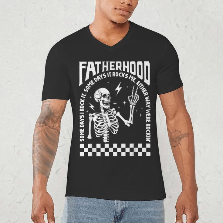 Fatherhood Dad Tour Some Days I Rock It Happy Father's Day Men's V-Neck T-Shirt Fatherhood Dad Tour Some Days I Rock It Happy Father's Day Men's V-Neck T-Shirt
