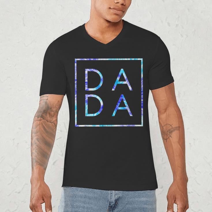 Father's Day For New Dad Dada Him Papa Tie Dye Dada Small Men's V-Neck T-Shirt