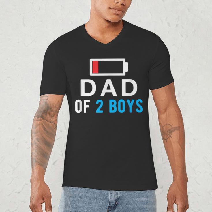 Father's Day Tee Dad Of 2 Boys Man Idea Men's V-Neck T-Shirt