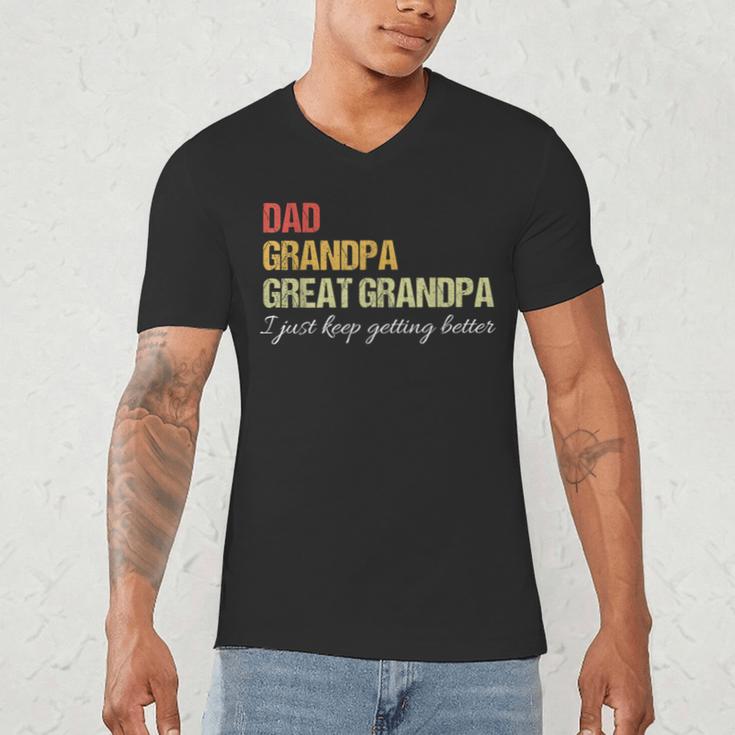 Fathers Day From Wife Son Kids Dad Grandpa Great Grandpa Men's V-Neck T-Shirt
