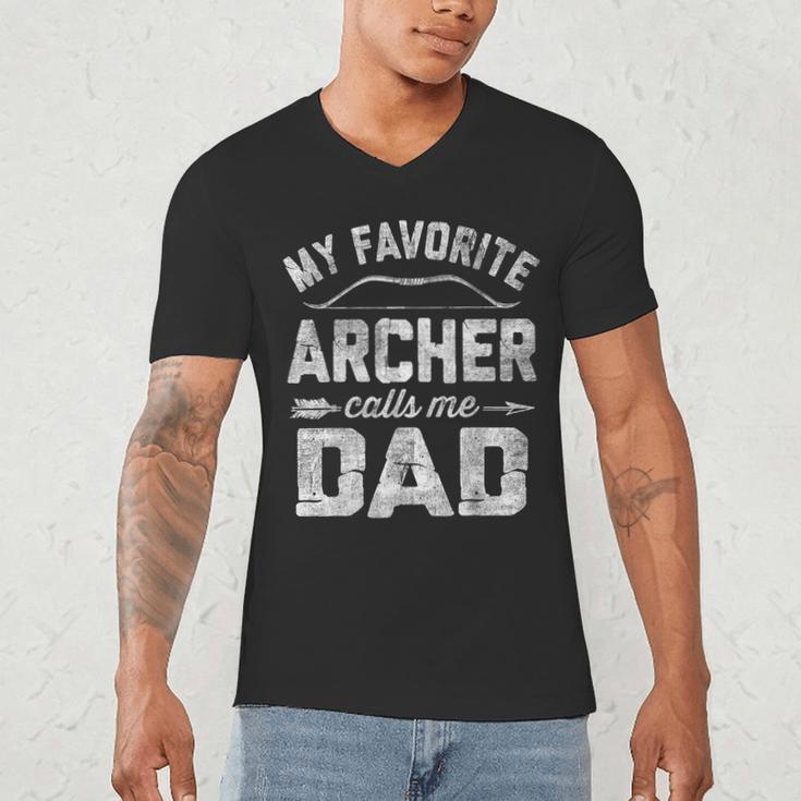 My Favorite Archer Calls Me Dad Archery Father's Day Men's V-Neck T-Shirt