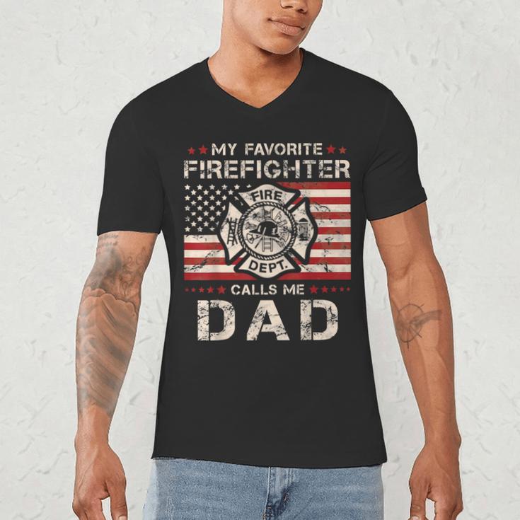My Favorite Firefighter Calls Me Dad Fireman Father Saying Men's V-Neck T-Shirt
