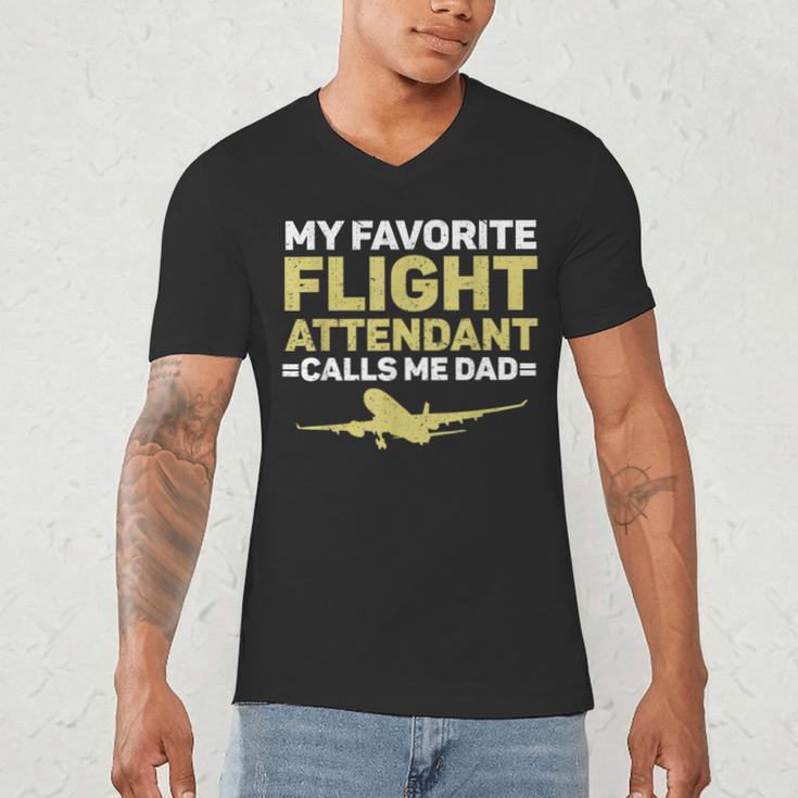 My Favorite Flight Attendant Calls Me Dad Flight Attendant Men's V-Neck T-Shirt