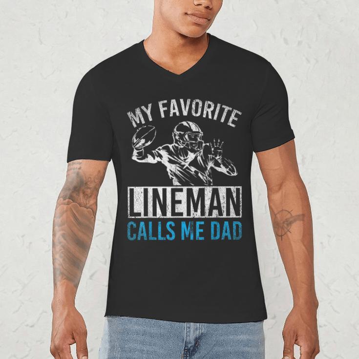 My Favorite Lineman Calls Me Dad American Football Lineman Men's V-Neck T-Shirt