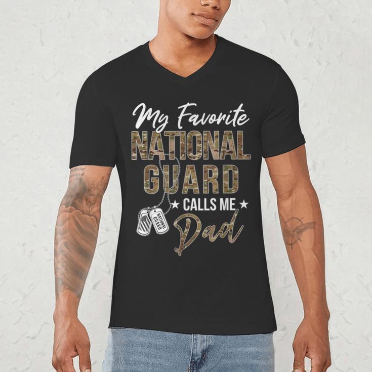 My Favorite National Guard Calls Me Dad Military Family Men's V-Neck T-Shirt