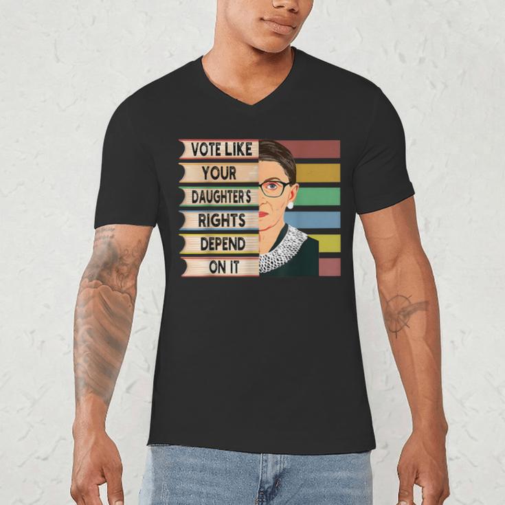 Feminist Ruth Bader Ginsburg RBG Quote Girl With Book Women Men's V-Neck T-Shirt Feminist Ruth Bader Ginsburg RBG Quote Girl With Book Women Men's V-Neck T-Shirt