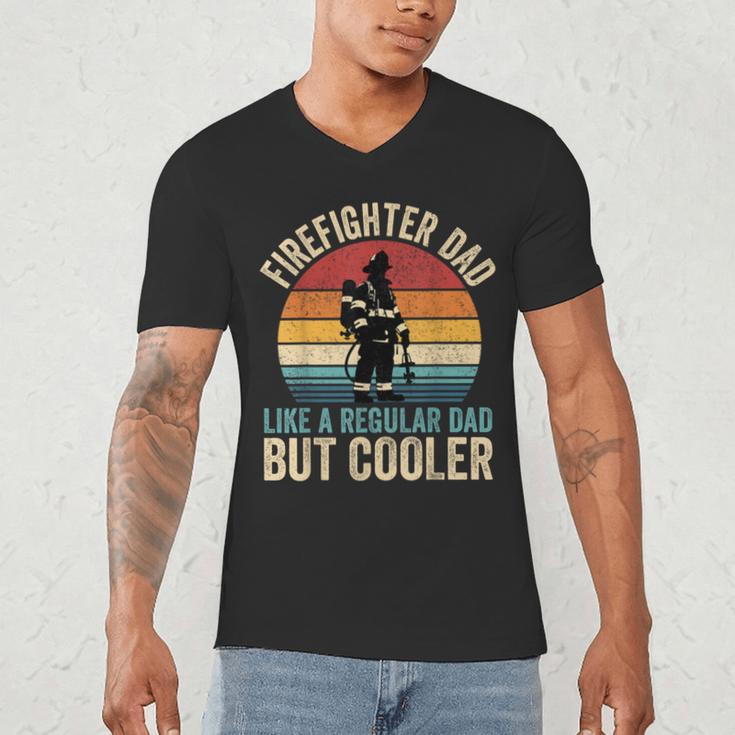Firefighter Dad Like Regular Dad But Cooler Father's Day Men's V-Neck T-Shirt
