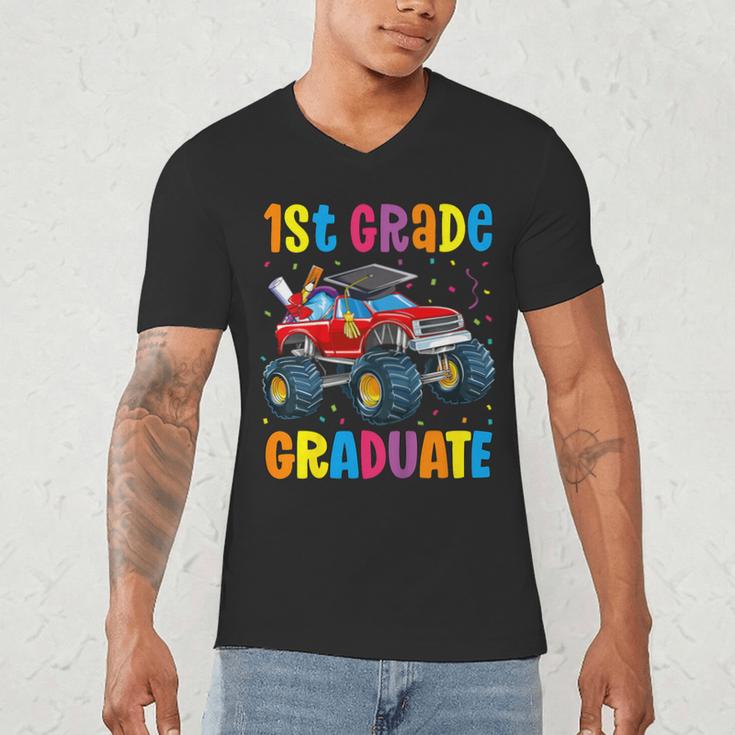 First Grade Graduation Monster Truck 1st Grade Graduate Men's V-Neck T-Shirt