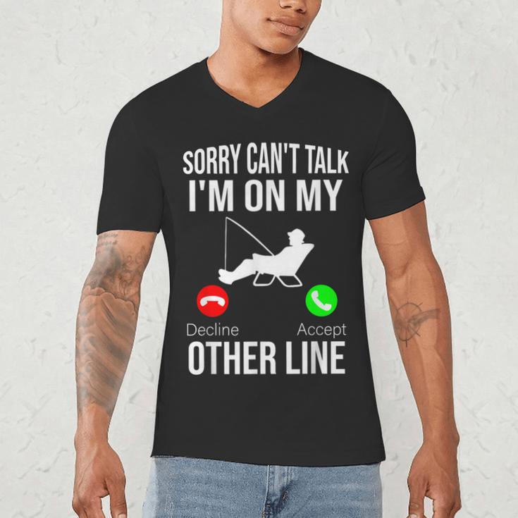 Fishing Dad Men Reel Cool Fish Bass Fishing Men's V-Neck T-Shirt