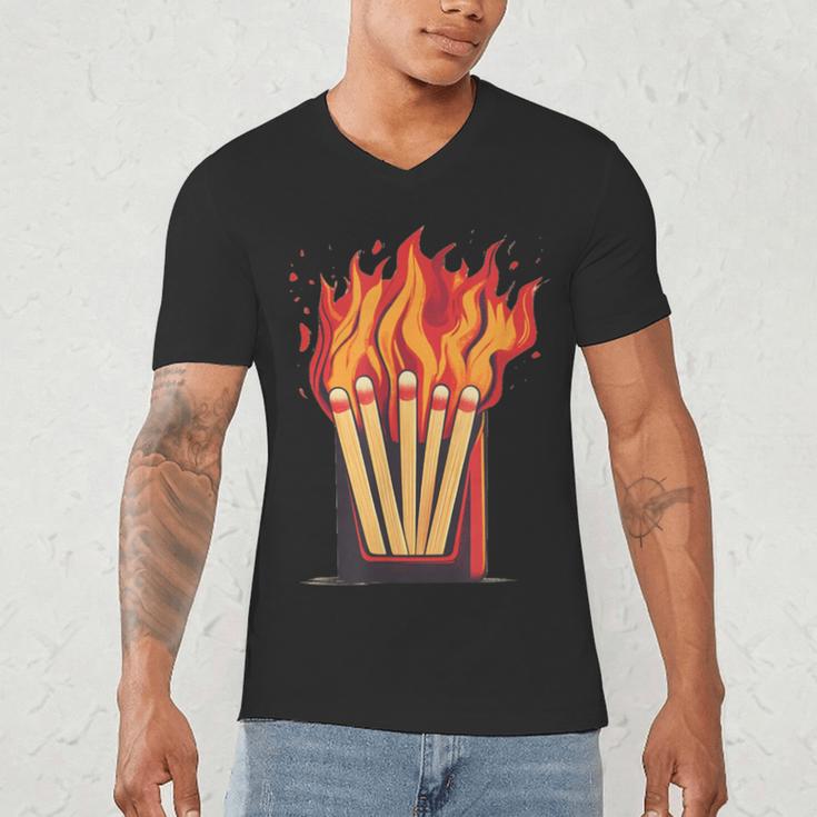 Flames And Lighter Costume For Matchbook Lovers Men's V-Neck T-Shirt Flames And Lighter Costume For Matchbook Lovers Men's V-Neck T-Shirt