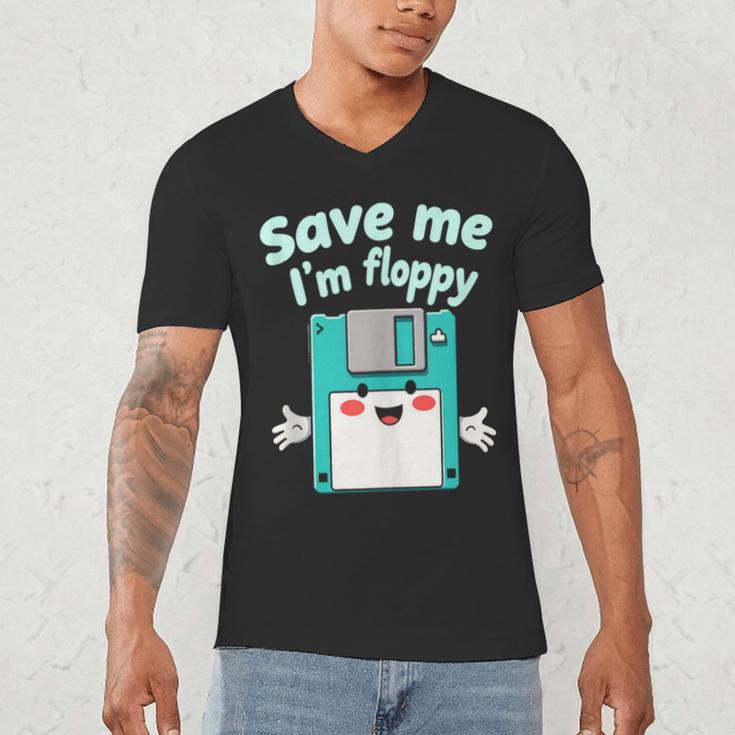 Floppy Disk Retro Tech Nostalgia Old School Computing Humor Men's V-Neck T-Shirt