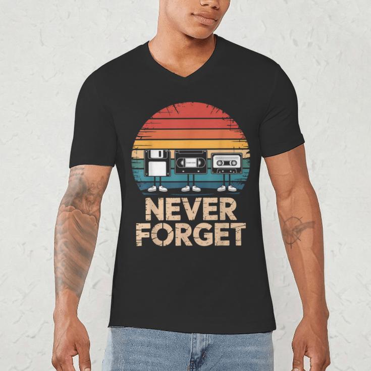 Floppy VHS Cassette Never Forget Retro 80s 90s Nostalgia Men's V-Neck T-Shirt Floppy VHS Cassette Never Forget Retro 80s 90s Nostalgia Men's V-Neck T-Shirt